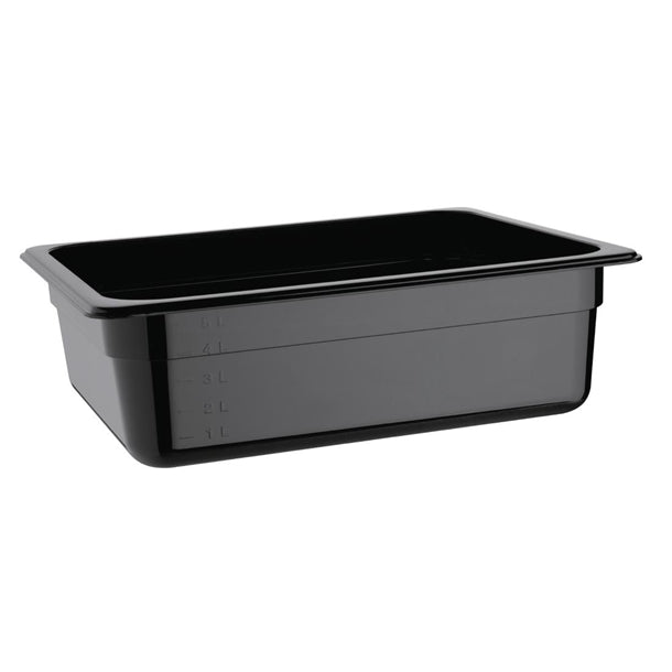Vogue Polycarbonate 1/2 Gastronorm Container 100mm Black u459