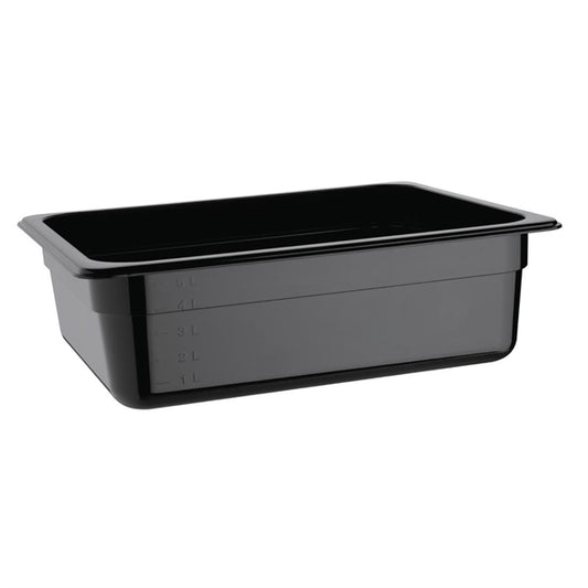 Vogue Polycarbonate 1/2 Gastronorm Container 100mm Black u459