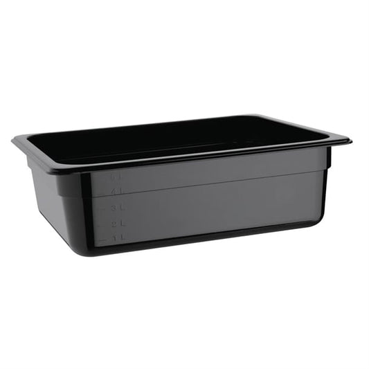 Vogue Polycarbonate 1/2 Gastronorm Container 100mm Black u459