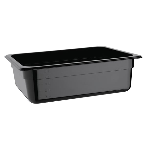 Vogue Polycarbonate 1/2 Gastronorm Container 100mm Black u459