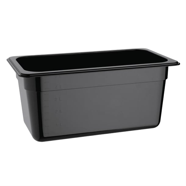 Vogue Polycarbonate 1/3 Gastronorm Container 150mm Black u464