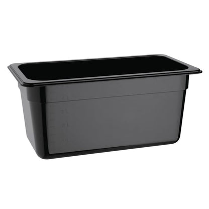 Vogue Polycarbonate 1/3 Gastronorm Container 150mm Black u464