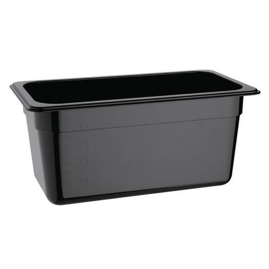 Vogue Polycarbonate 1/3 Gastronorm Container 150mm Black u464