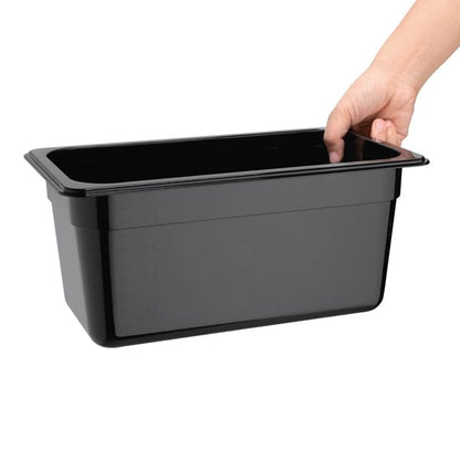 Vogue Polycarbonate 1/3 Gastronorm Container 150mm Black u464