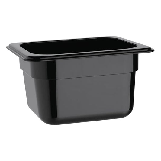 Vogue Polycarbonate 1/6 Gastronorm Container 100mm Black u470