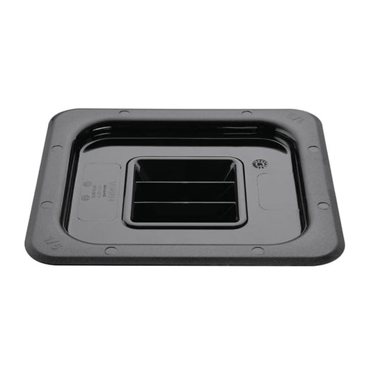 Vogue Polycarbonate 1/6 Gastronorm Lid Black u478
