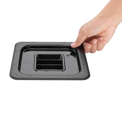 Vogue Polycarbonate 1/6 Gastronorm Lid Black u478