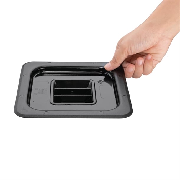 Vogue Polycarbonate 1/6 Gastronorm Lid Black u478