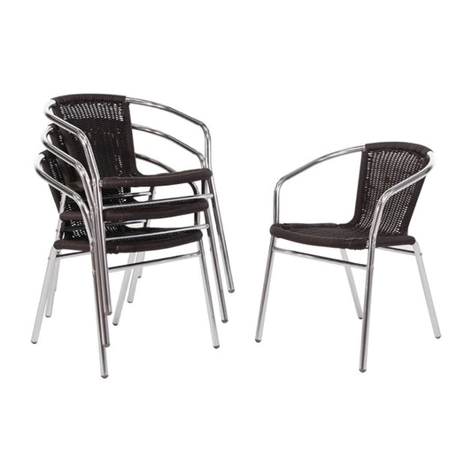Bolero Aluminium and PE Wicker Chairs Black (4 Pack) u507