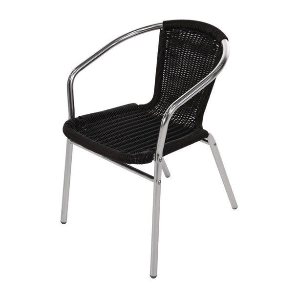 Bolero Aluminium and PE Wicker Chairs Black (4 Pack) u507