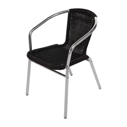 Bolero Aluminium and PE Wicker Chairs Black (4 Pack) u507