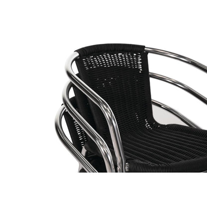Bolero Aluminium and PE Wicker Chairs Black (4 Pack) u507