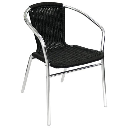 Bolero Aluminium and PE Wicker Chairs Black (4 Pack) u507