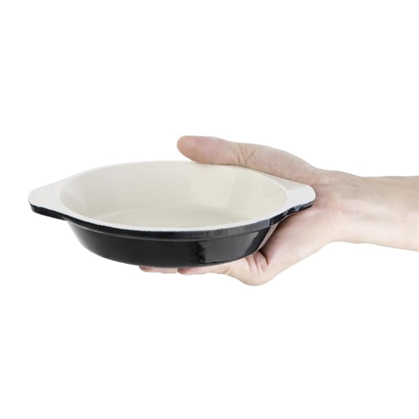 Vogue Cast Iron Round Gratin Dish Black 400ml u561