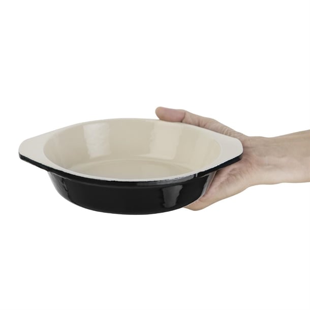 Vogue Cast Iron Round Gratin Dish Black 750ml u562