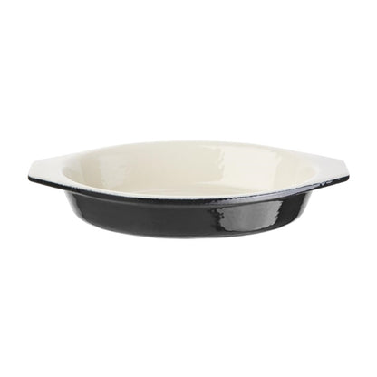 Vogue Cast Iron Oval Gratin Dish Black 650ml u563