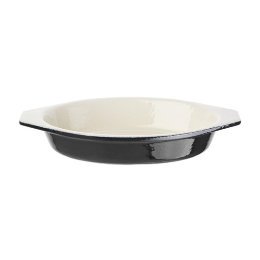 Vogue Cast Iron Oval Gratin Dish Black 650ml u563