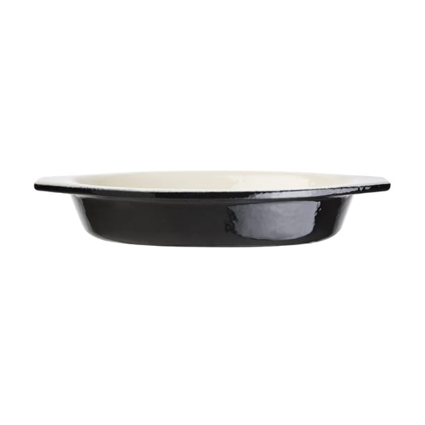 Vogue Cast Iron Oval Gratin Dish Black 650ml u563