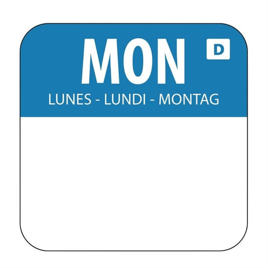 Hygiplas Dissolvable Food Rotation Labels Monday (1000 Pack) u777