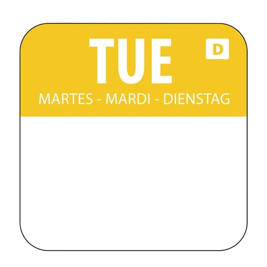 Hygiplas Dissolvable Food Rotation Labels Tuesday (1000 Pack) u778