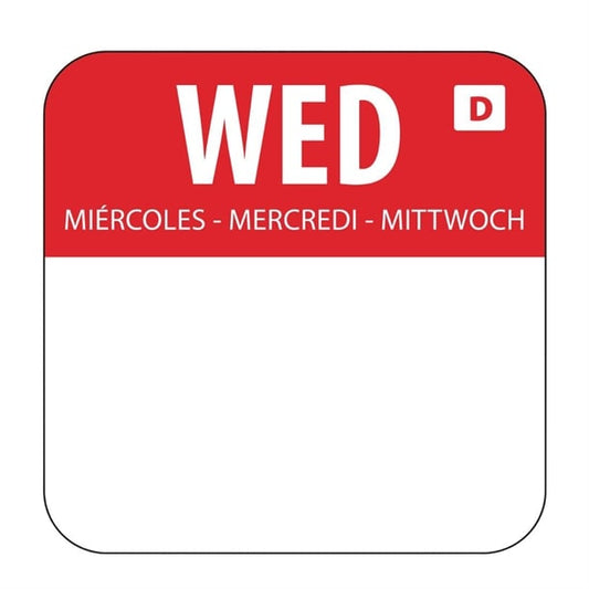 Hygiplas Dissolvable Food Rotation Labels Wednesday (1000 Pack) u779