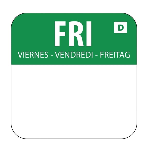 Hygiplas Dissolvable Food Rotation Labels Friday (1000 Pack) u781