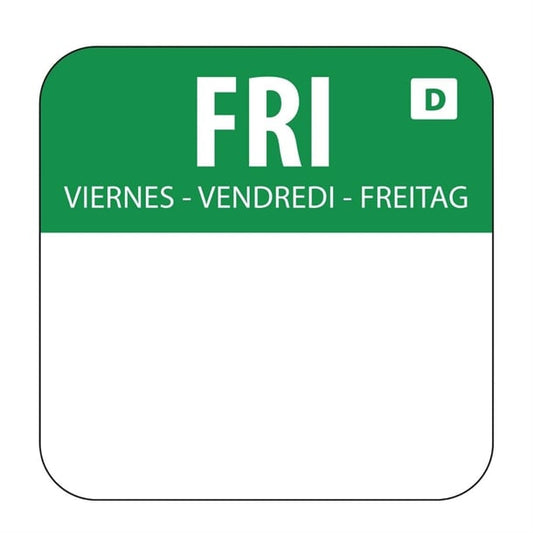 Hygiplas Dissolvable Food Rotation Labels Friday (1000 Pack) u781