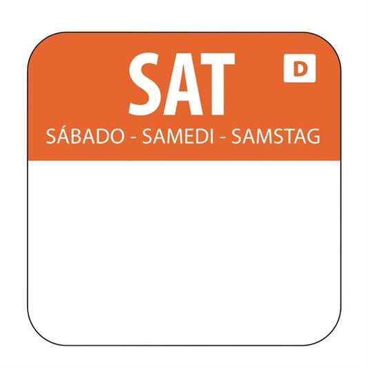 Hygiplas Dissolvable Food Rotation Labels Saturday (1000 Pack) u782