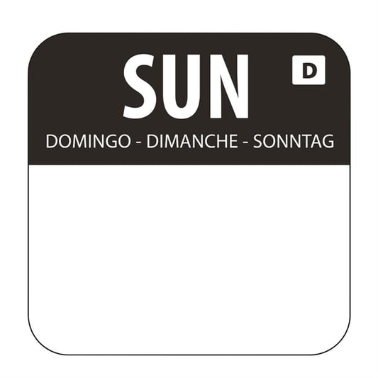 Hygiplas Dissolvable Food Rotation Labels Sunday (1000 Pack) u783