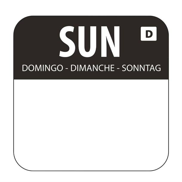 Hygiplas Dissolvable Food Rotation Labels Sunday (1000 Pack) u783