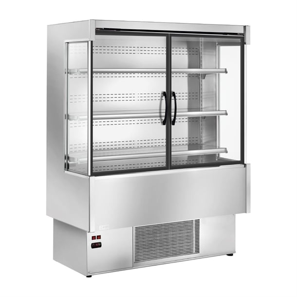 Zoin Silver Multideck Display Stainless Steel Finish with Hinged Doors p_ua057