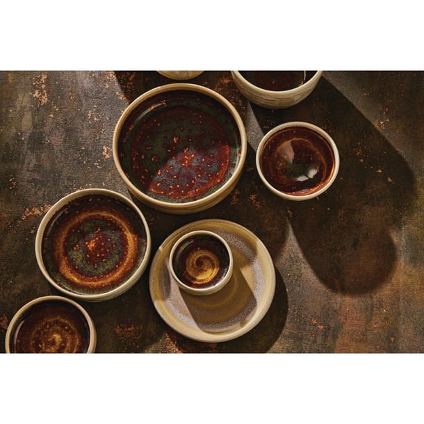 Steelite Aurora Vesuvius Amber Round Stacking Trays 135mm (12 Pack) vv2542