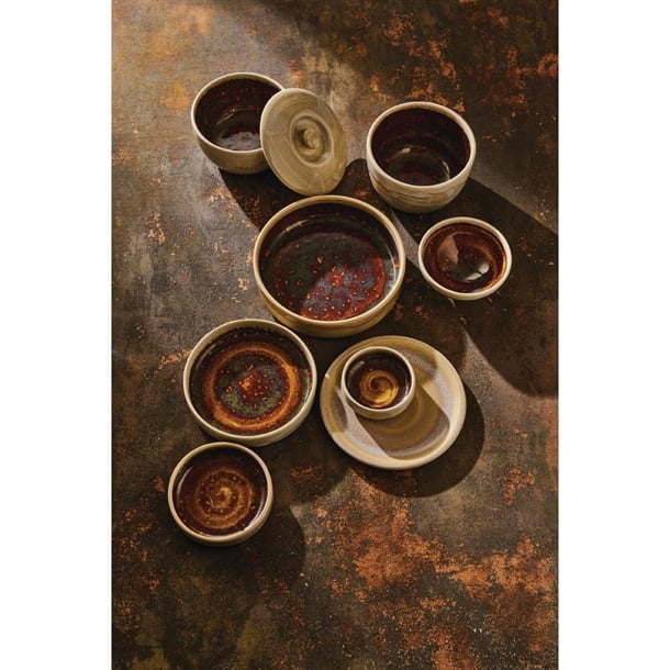 Steelite Aurora Vesuvius Amber Round Stacking Trays 135mm (12 Pack) vv2542