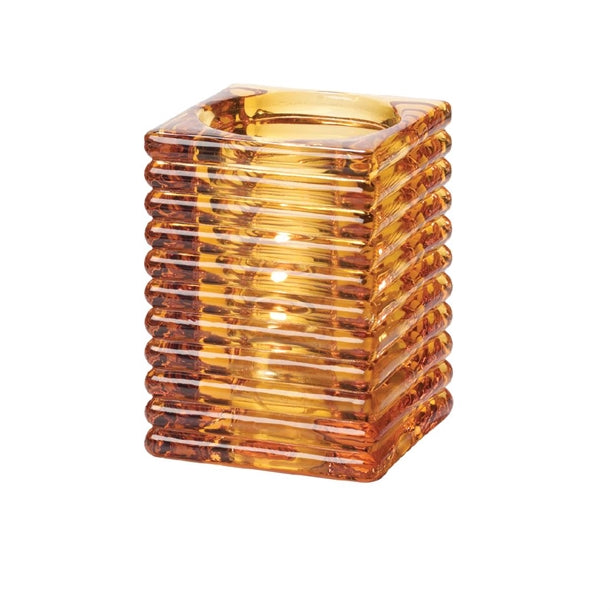 Hollowick Horizontal Rib Block Amber Glasses Lamp 73x 105mm (6 Pack) vv4026