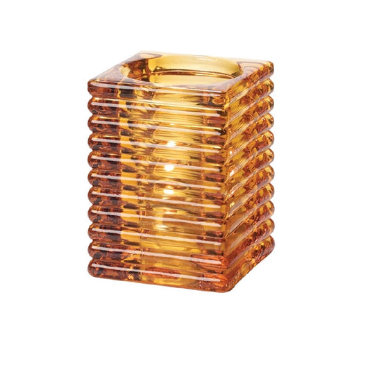 Hollowick Horizontal Rib Block Amber Glasses Lamp 73x 105mm (6 Pack) vv4026