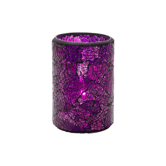 Hollowick Blue & Purple Crackle Glasses Cylinder Lamp 80mm x 102mm (24 Pack) vv4046
