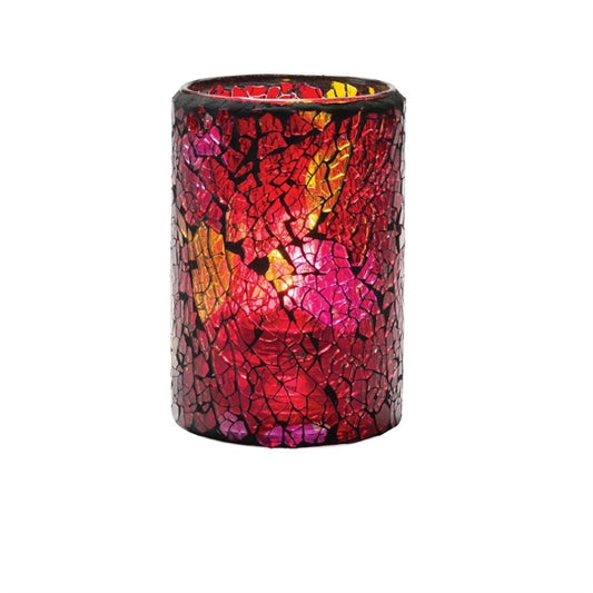 Hollowick Red & Gold Crackle Glasses Cylinder Lamp 80mm x 144mm (24 Pack) vv4048