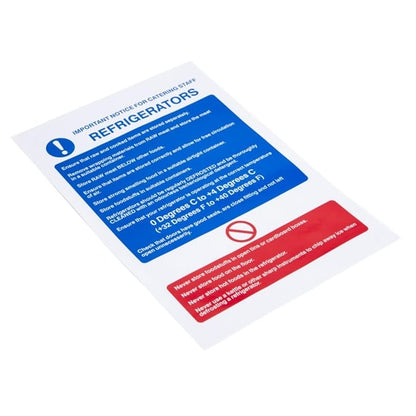 Vogue Refrigerator Guidelines Sign w196