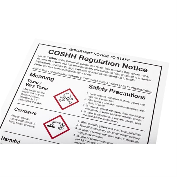 Vogue COSHH Regulations Sign w396