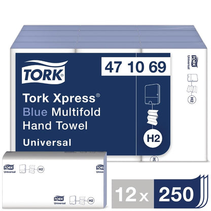 Tork Xpress Multifold Hand Towels Blue H2 (12 Pack) y038