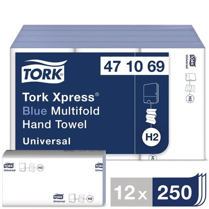 Tork Xpress Multifold Hand Towels Blue H2 (12 Pack) y038