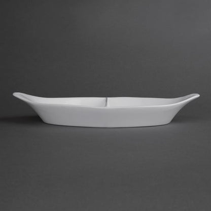 Olympia Whiteware Divided Oval Eared Dishes 295x155mm (6 Pack) y100