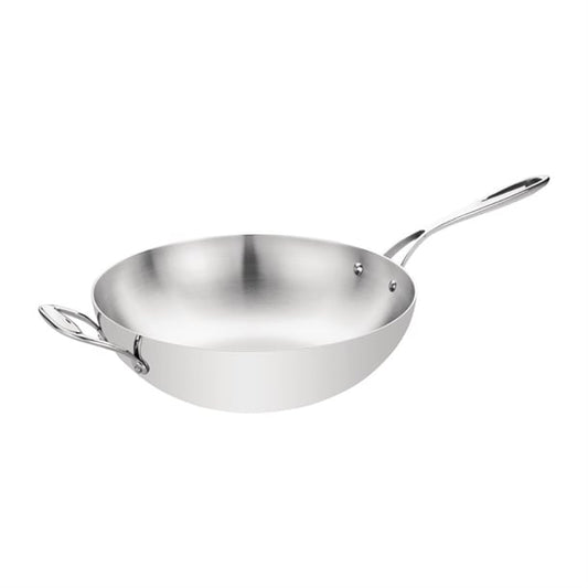 Vogue Tri Wall Wok Flat Base 30cm y261