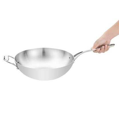 Vogue Tri Wall Wok Flat Base 30cm y261