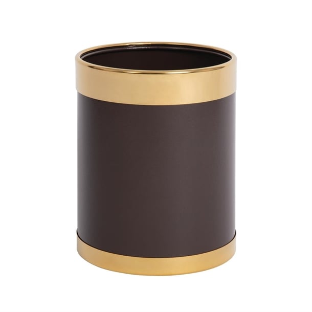 Bolero Waste Paper Bin Brown with Gold Rim 10.2Ltr y804