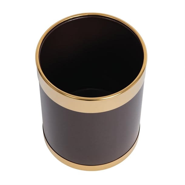 Bolero Waste Paper Bin Brown with Gold Rim 10.2Ltr y804