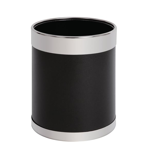 Bolero Waste Paper Bin Black with Silver Rim 10.2Ltr y805