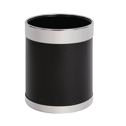 Bolero Waste Paper Bin Black with Silver Rim 10.2Ltr y805