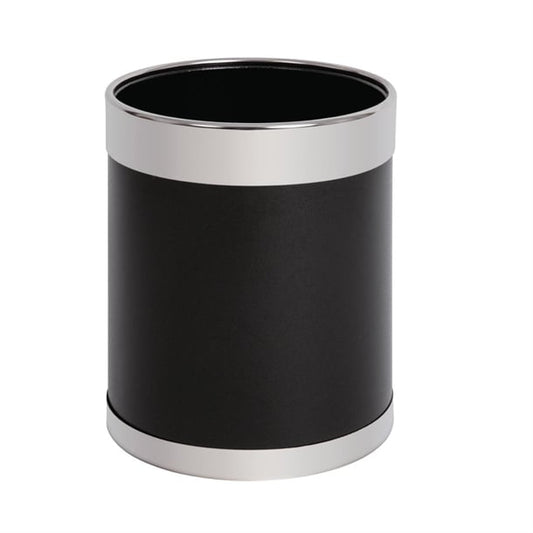 Bolero Waste Paper Bin Black with Silver Rim 10.2Ltr y805