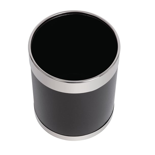 Bolero Waste Paper Bin Black with Silver Rim 10.2Ltr y805